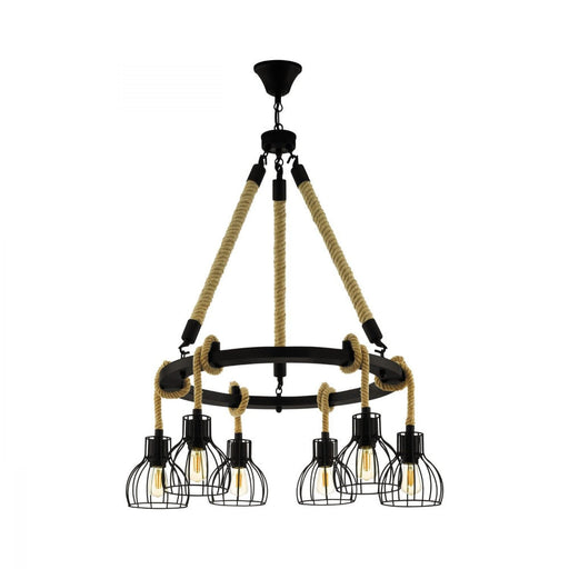 Buy Pendant Lights Australia Rampside 6 Light Pendant Black & Amber 760mm - 43194
