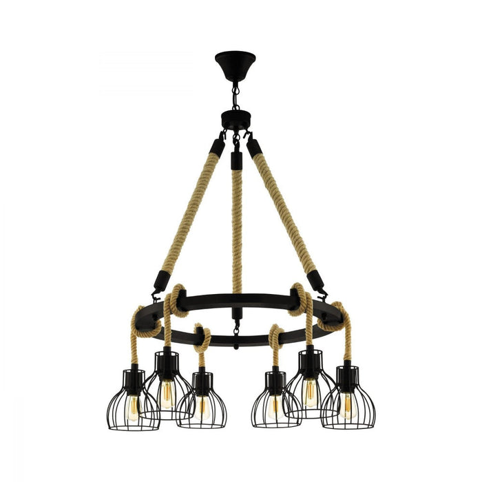Buy Pendant Lights Australia Rampside 6 Light Pendant Black & Amber 760mm - 43194