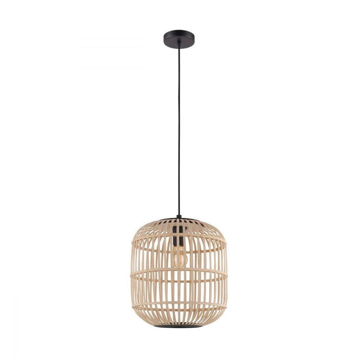 Buy Pendant Lights Australia Bordesley 1 Light Pendant Black & Natural 350mm - 43216N