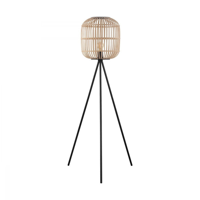 Buy Floor Lamps Australia Bordesley 1 Light Floor Black & Natural - 43219N