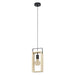 Buy Pendant Lights Australia Famborough 1 Light Pendant Black Steel Nutural Wood - 43413N