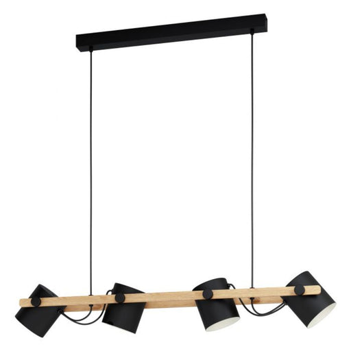 Buy Island Pendant Lights Australia Hornwood 4 Light Pendant Black Steel Brown Wood - 43424N