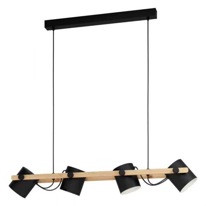 Buy Island Pendant Lights Australia Hornwood 4 Light Pendant Black Steel Brown Wood - 43424N