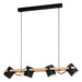 Buy Island Pendant Lights Australia Hornwood 4 Light Pendant Black Steel Brown Wood - 43424N