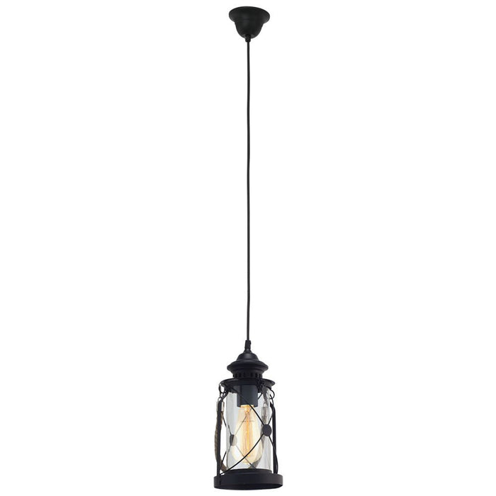 Buy Mini Pendants Australia Bradford 1 Light Pendant Black With Rope - 49213