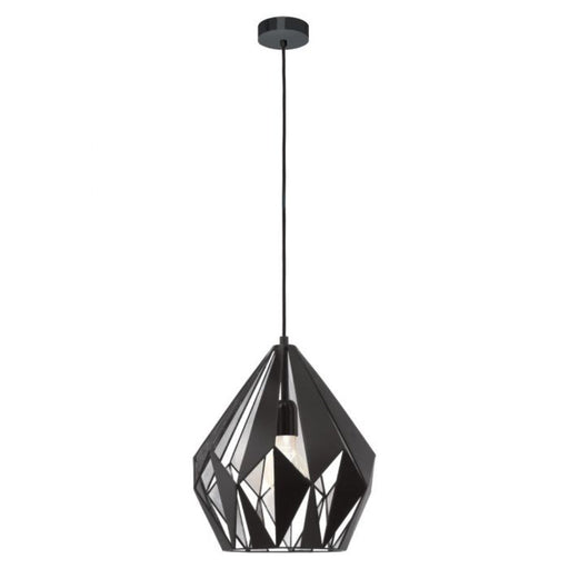Buy Pendant Lights Australia Carlton 1 Light Pendant Medium Black and Silver Steel - 49255N