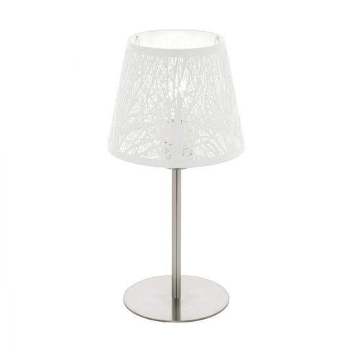 Buy Table Lamps Australia Hambleton 1 Light Table Lamp Satin Nickel & White 350mm - 49844N