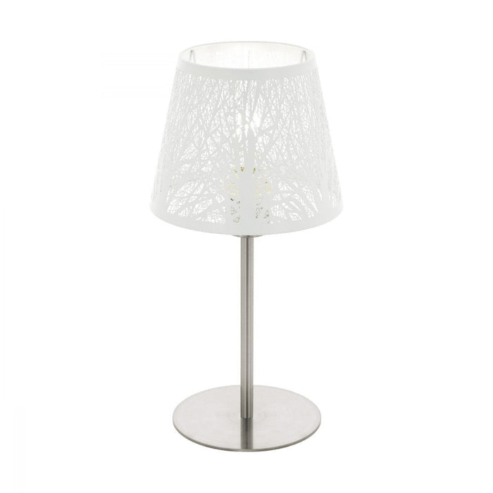 Buy Table Lamps Australia Hambleton 1 Light Table Lamp Satin Nickel & White 350mm - 49844N