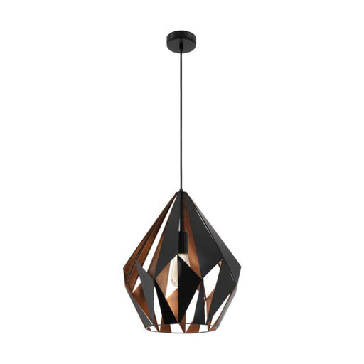 Buy Pendant Lights Australia Carlton 1 Light Pendant Large Black and Copper Steel - 49878N