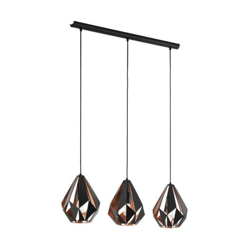Buy Pendant Lights Australia Carlton 3 Light Pendant Black and Copper Steel - 49991N