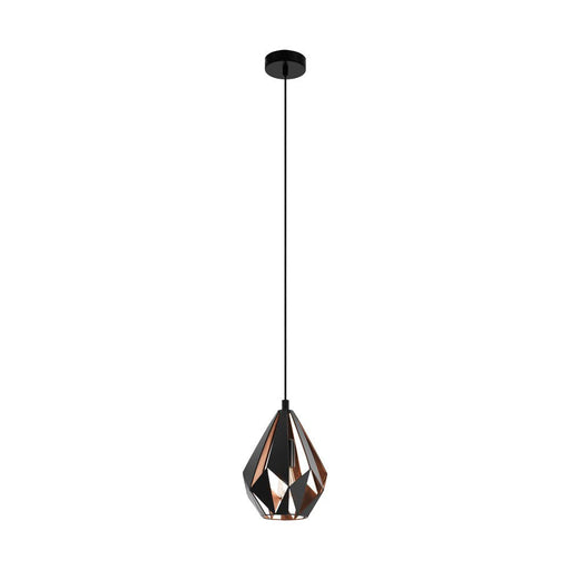 Buy Pendant Lights Australia Carlton 1 Light Pendant Black & Copper Coloured 205mm - 49997