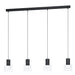 Buy Pendant Lights Australia MOLINEROS Pendent 4 Lights Black Steel Clear Glass 3CCT - 39726N