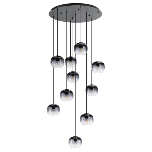 Buy Cluster Pendants Australia OILELLA Cluster Pendant 10 Lights Black Steel Black Grey Glass - 205649N