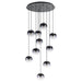 Buy Cluster Pendants Australia OILELLA Cluster Pendant 10 Lights Black Steel Black Grey Glass - 205649N