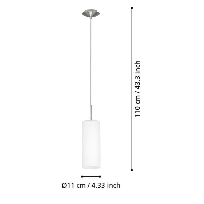 Buy Mini Pendants Australia Troy 1 Light Pendant Satin Nickel & White 110mm - 85977
