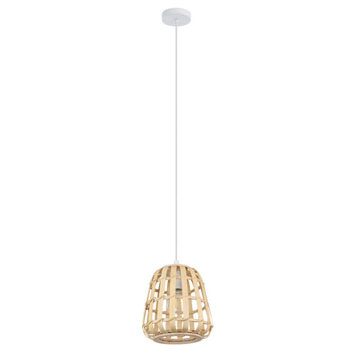 Buy Pendant Lights Australia MONTEZUELO Pendent Light White Steel Natural Wood - 390152N