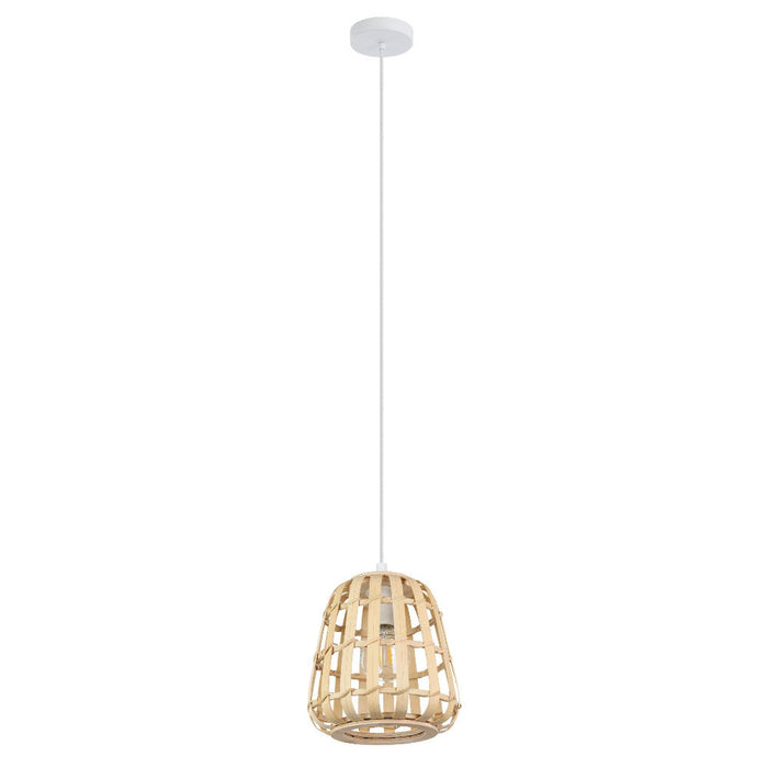 Buy Pendant Lights Australia MONTEZUELO Pendent Light White Steel Natural Wood - 390152N