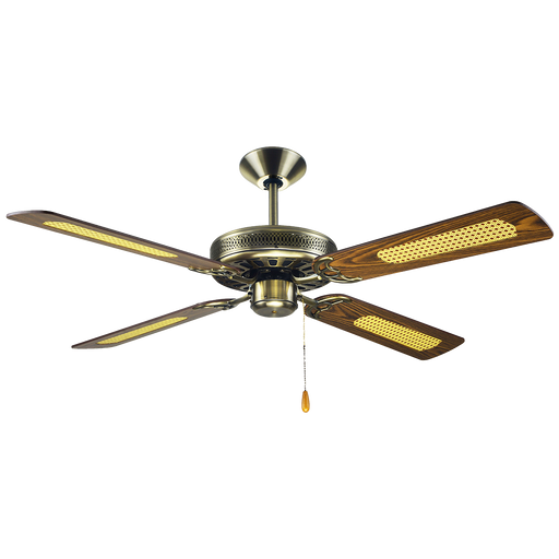 Buy AC Ceiling Fans Australia Majestic AC Ceiling Fan 52" Coolah Antique Brass & Walnut Blades - 837