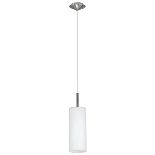 Buy Mini Pendants Australia Troy 1 Light Pendant Satin Nickel & White 110mm - 85977