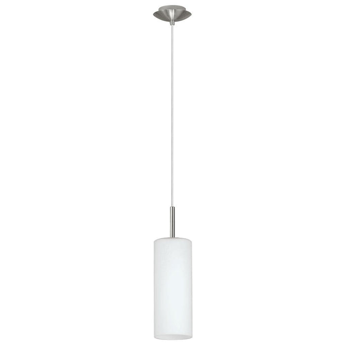 Buy Mini Pendants Australia Troy 1 Light Pendant Satin Nickel & White 110mm - 85977