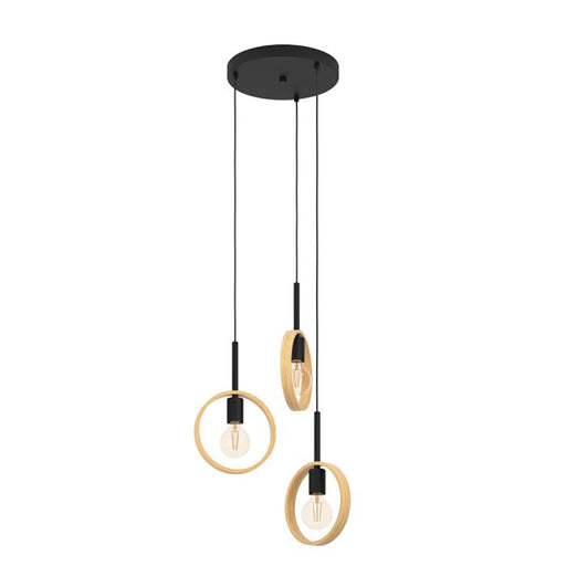 Buy Cluster Pendants Australia Ipsden Cluster Pendant 3 Lights Brown / Black Wood - 43551N