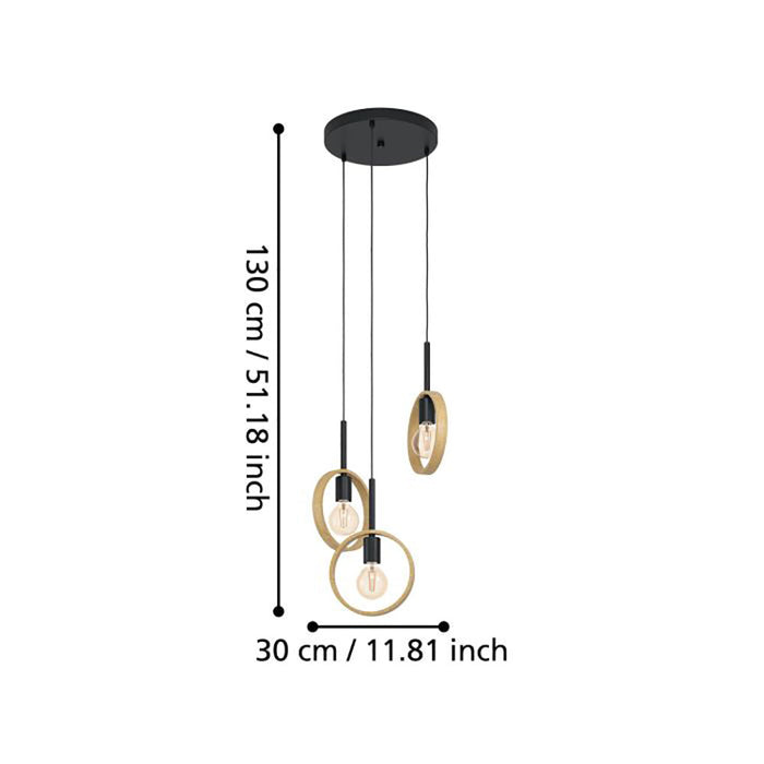 Buy Cluster Pendants Australia Ipsden Cluster Pendant 3 Lights Brown / Black Wood - 43551N