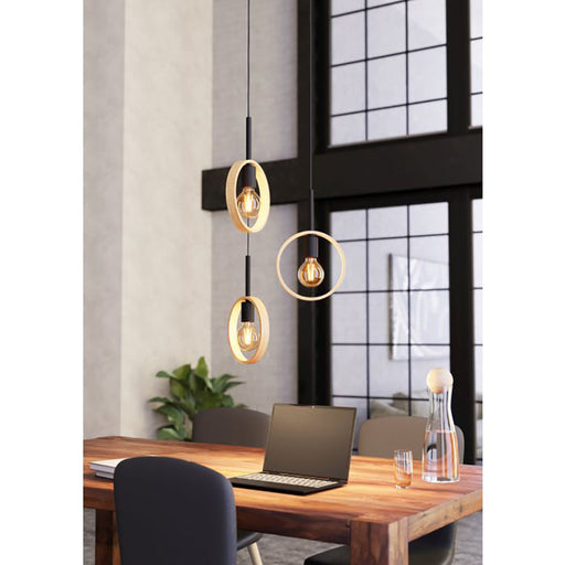 Buy Cluster Pendants Australia Ipsden Cluster Pendant 3 Lights Brown / Black Wood - 43551N