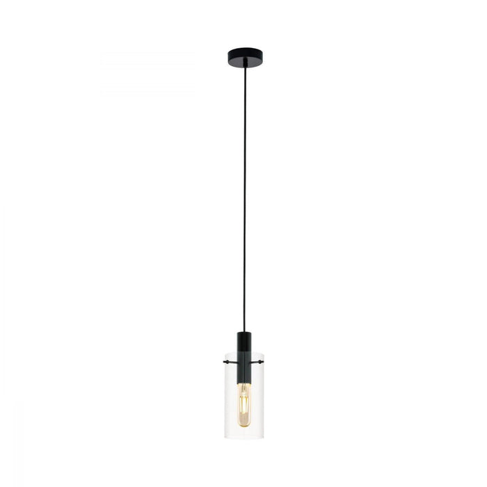 Buy Mini Pendants Australia Montefino 1 Light Pendant Black & Clear 110mm - 97366