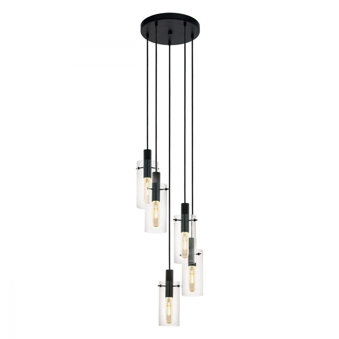 Buy Cluster Pendants Australia Montefino 5 Light Pendant Black & Clear - 97368
