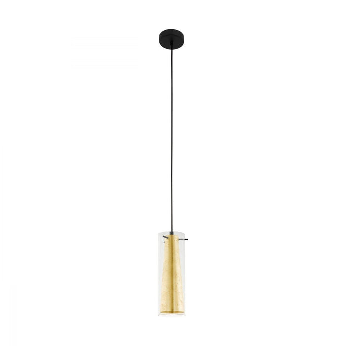 Buy Mini Pendants Australia Pinto Gold 1 Light Pendant Light Black & Clear, Gold 110mm - 97651