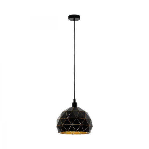 Buy Pendant Lights Australia Roccaforte 1 Light Pendant Black & Gold 400mm - 97841N