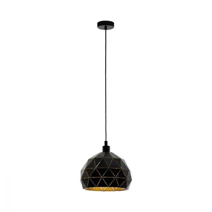 Buy Pendant Lights Australia Roccaforte 1 Light Pendant Black & Gold 400mm - 97841N