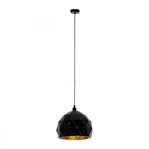 Buy Pendant Lights Australia Roccaforte 1 Light Pendant Black & Gold 300mm - 97845N