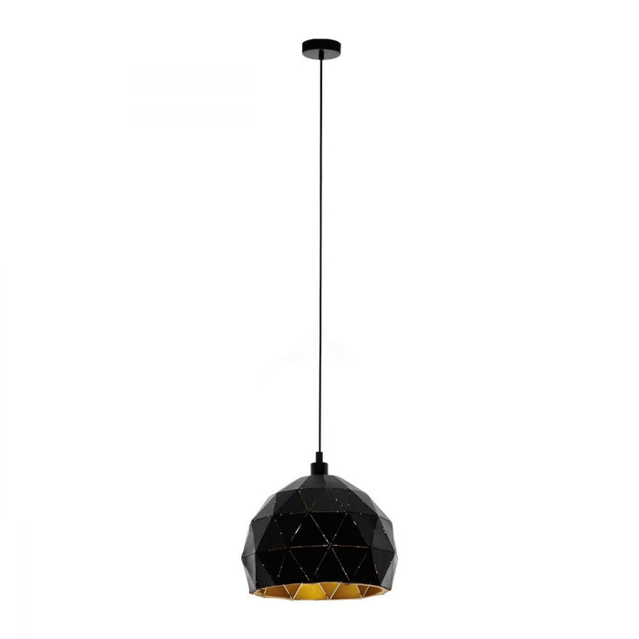 Buy Pendant Lights Australia Roccaforte 1 Light Pendant Black & Gold 300mm - 97845N