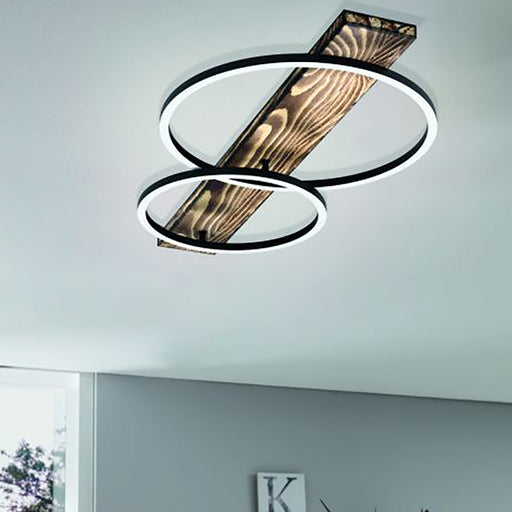 Buy Flush Mount Lights Australia Interior BOYAL Ceiling Light 24W Black Brown Rustic - 99408
