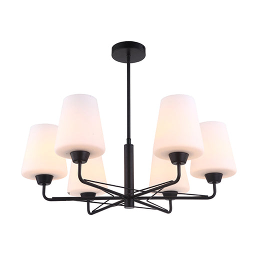 Buy Pendant Lights Australia Abbey 6 Light Matt Black With Opal Glass Pendant - ABBEY1