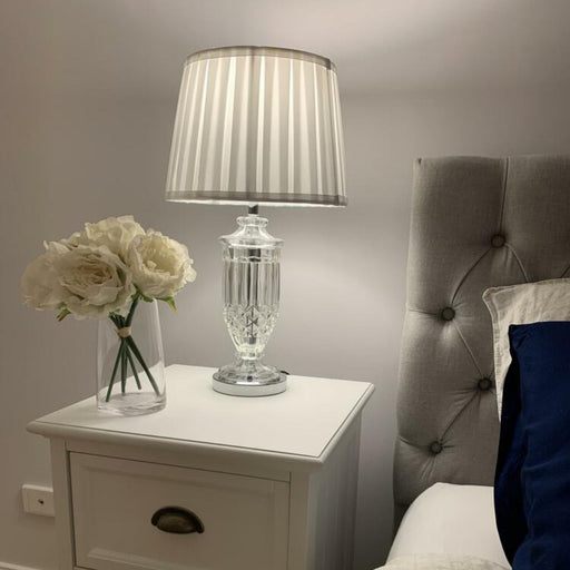 Buy Table Lamps Australia Adria 1 Light Table Lamp Chrome & Clear White - ADRIA TL-CHWH