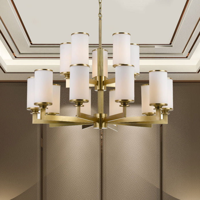 Buy Chandeliers Australia Ahern 15 Light Pendant Brass & Opal - AHERN PE15-BS+OP