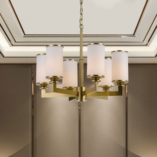 Buy Chandeliers Australia Ahern 6 Light Pendant Brass & Opal - AHERN PE6-BS+OP