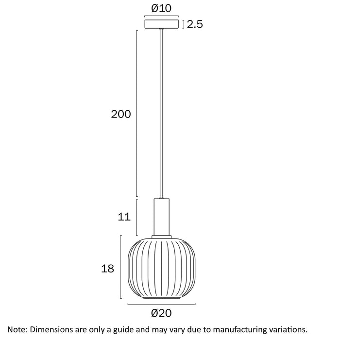 Aosta 20CM Pendant Light Black - AOSTA PE20-BKFR