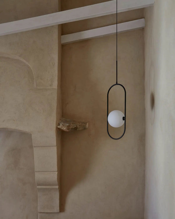Abbacus Pendant Light Matte Black & Opal - ARO.C1258/1/NEG