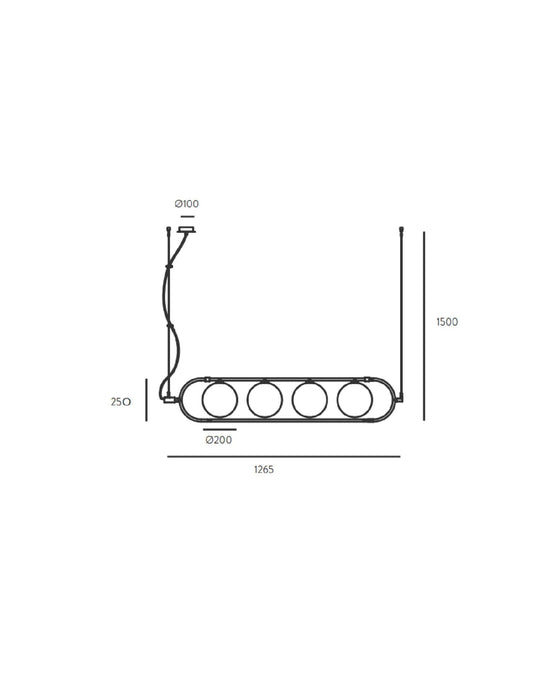 Abbacus Linear Pendant Light Matte Brass & Opal - ARO.C1258/4/ORO