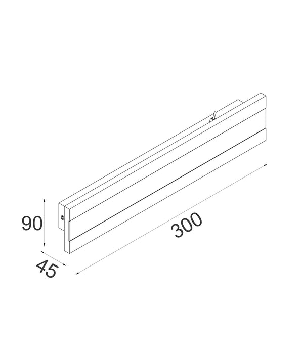 Banda LED 300mm Rectangular Wall Light Aluminium White 9W 3CCT - BANDA5