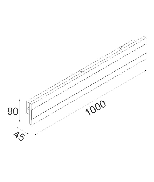 Banda LED 1000mm Rectangular Wall Light Aluminium Black 32W 3CCT - BANDA3