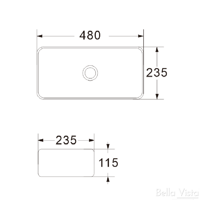 Riva 480mm Above Counter Basin Black - BAS-4823115-BLK