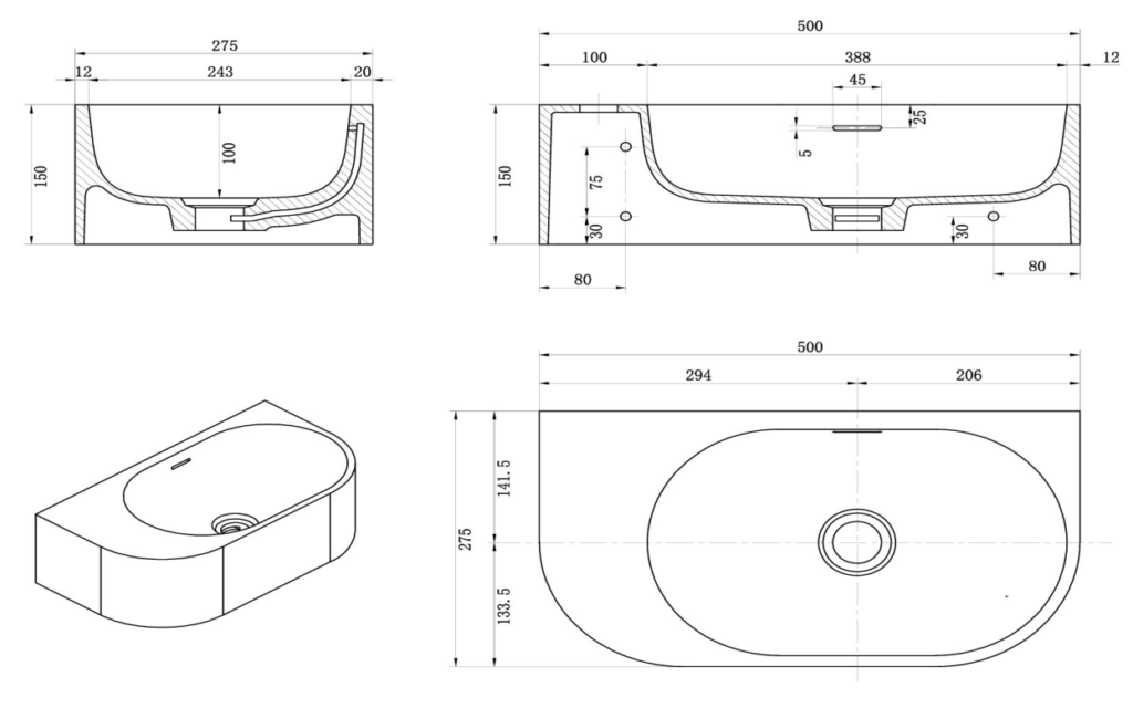 Elysia Left Hand Above Counter Basins Zayt - BAS-L-502715-ZAY