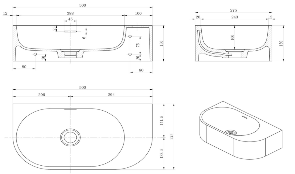 Elysia Right Hand Above Counter Basins Zayt - BAS-R-502715-ZAY