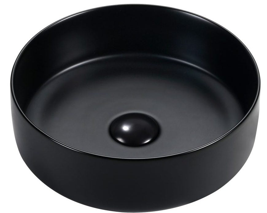 Rotonda 360mm Above Counter Basin Black - BAS-RND36512-V-BLK