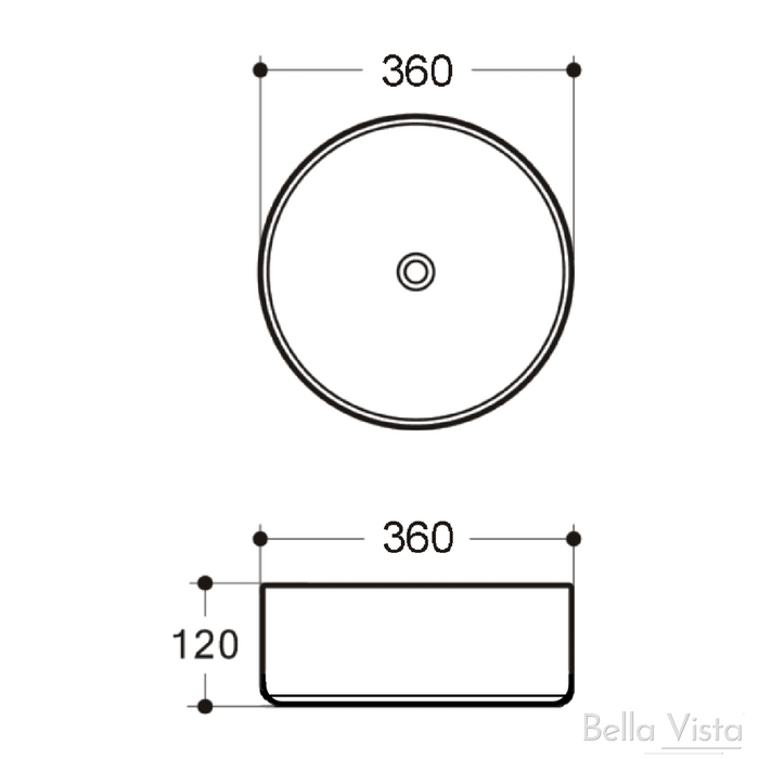 Rotonda 360mm Above Counter Basin White - BAS-RND36512-V