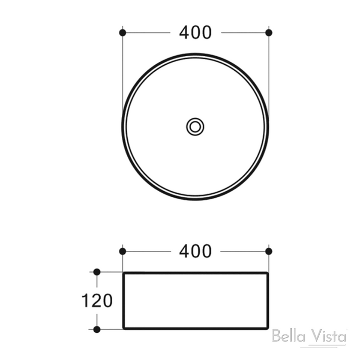 Rotonda 400mm Above Counter Basin White - BAS-RND-4012